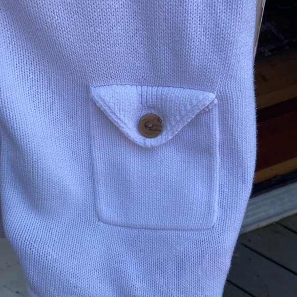 Lands End XL Long Sleeve White Cardigan with Button Details Sweater Cover Up - Picture 6 of 9